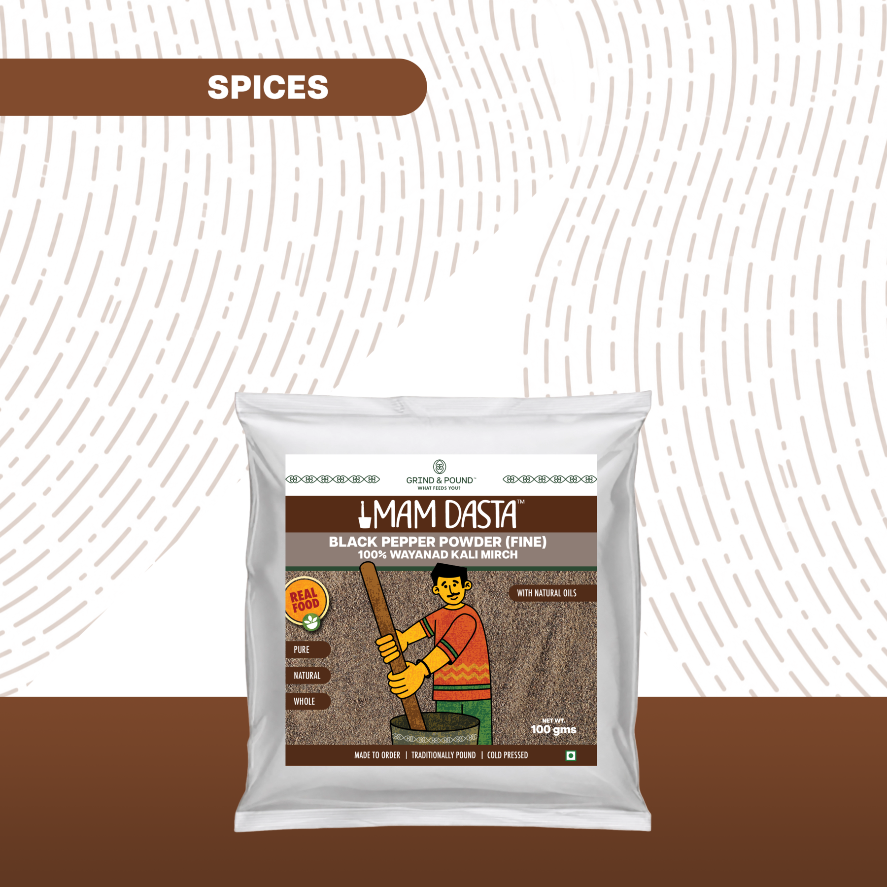 100% Wayanad Black Pepper Powder (काली मिर्च बारीक़ कुटी)