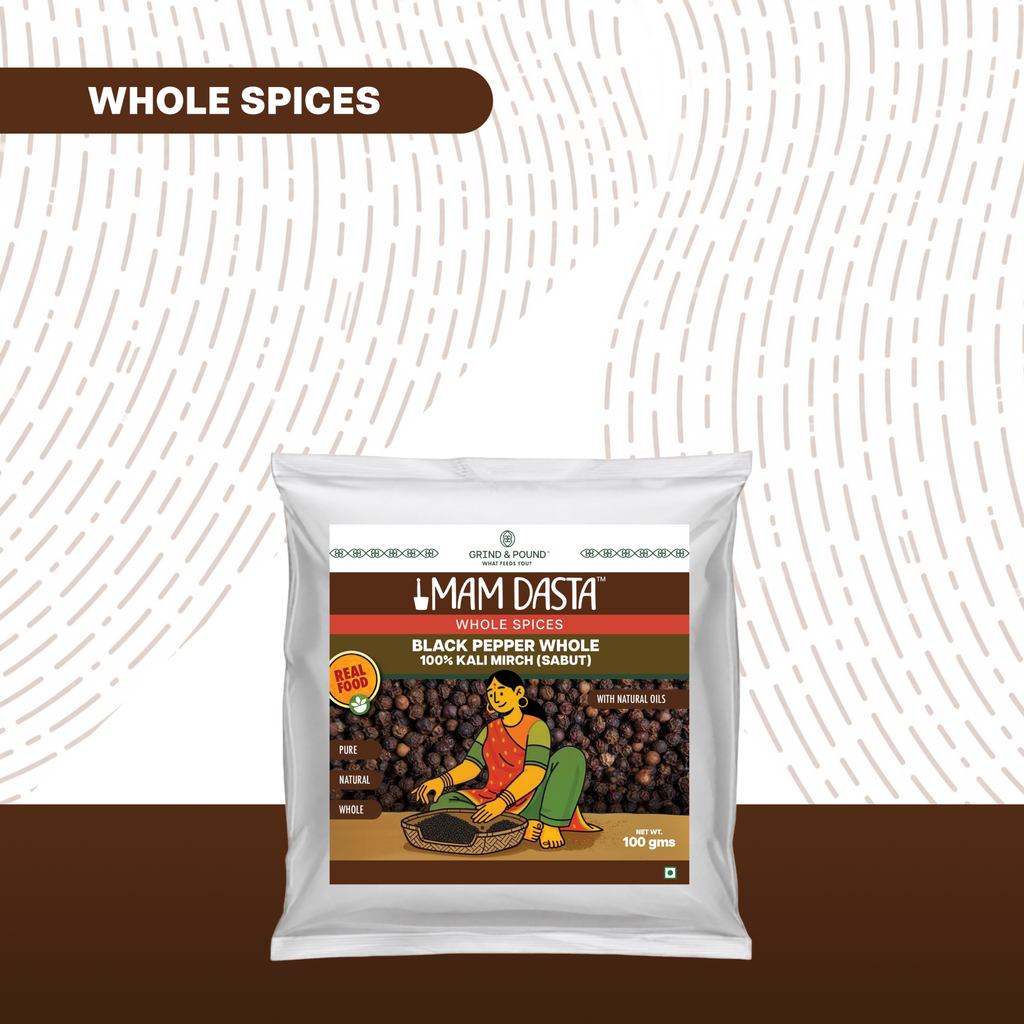 100% Kali Mirch (Black Pepper / काली मिर्च) — Whole Peppercorns
