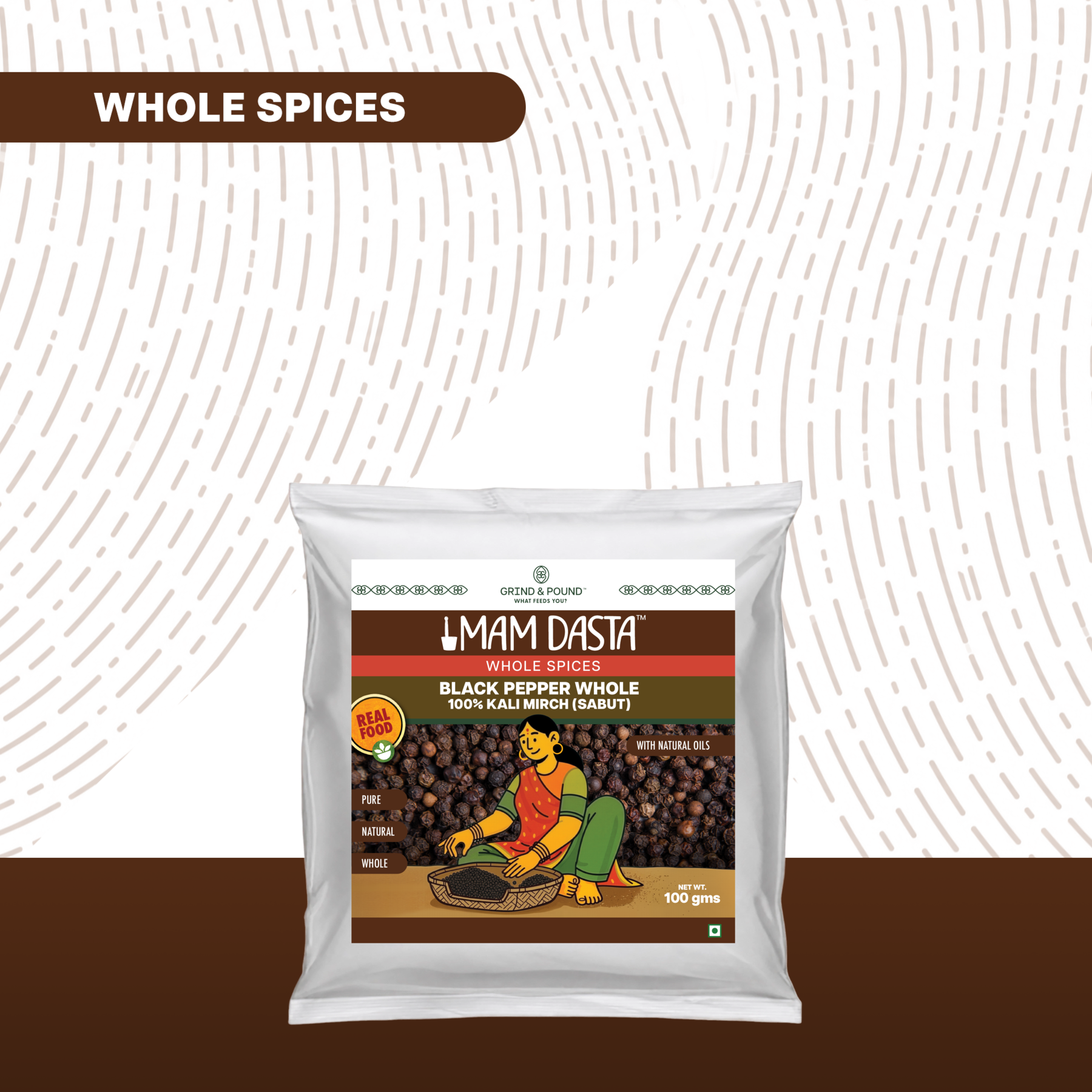 100% Kali Mirch (Black Pepper / काली मिर्च) — Whole Peppercorns