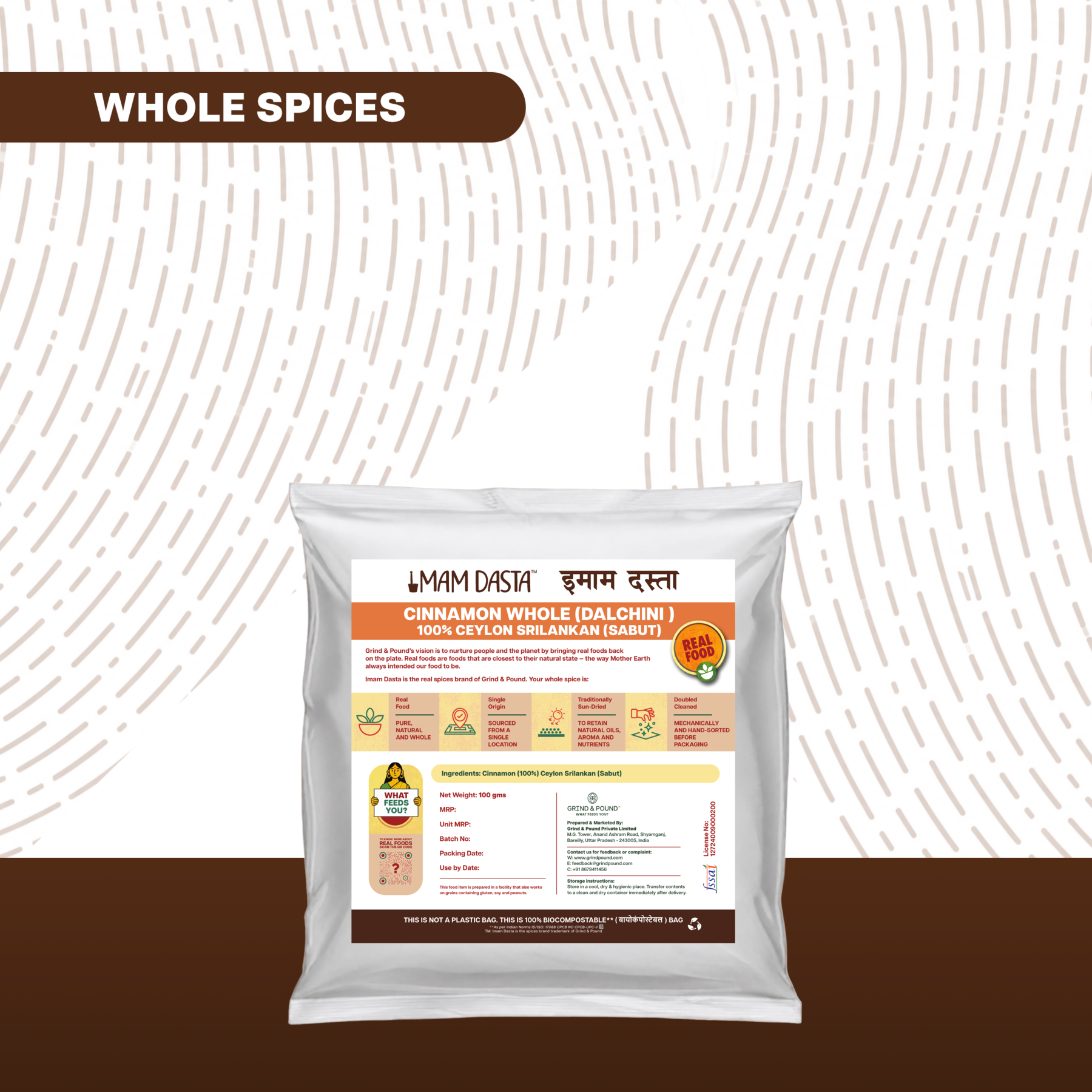 100% Ceylon Dalchini  (Cinnamon / दालचीनी) — Whole Sticks