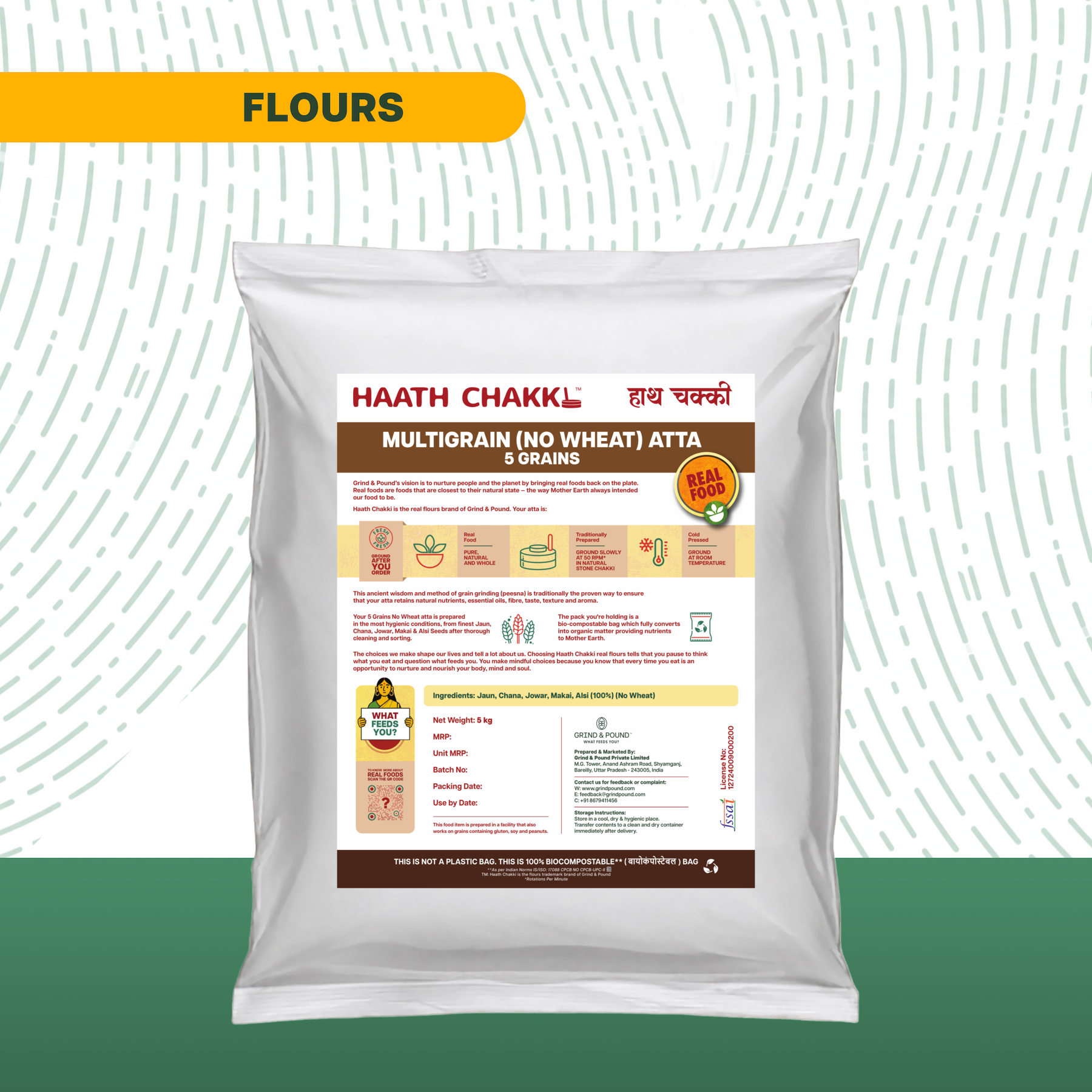 100% No Wheat (गेहूं के आटे के बिना) Multigrain (5 Grains) Flour